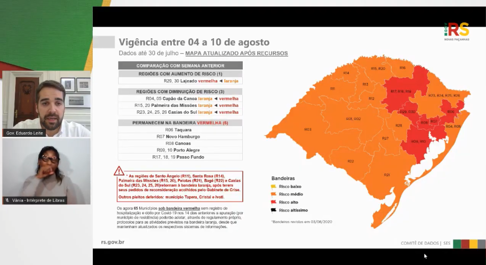 Governo recebe dois pedidos para reconsiderar bandeira no mapa do